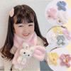 Boys Girls Winter Scarfs Thick Plush Cross Children's Scarf Baby Bib Cute Cartoon Rabbit Faux Fur Neck Protection Warm Shawl