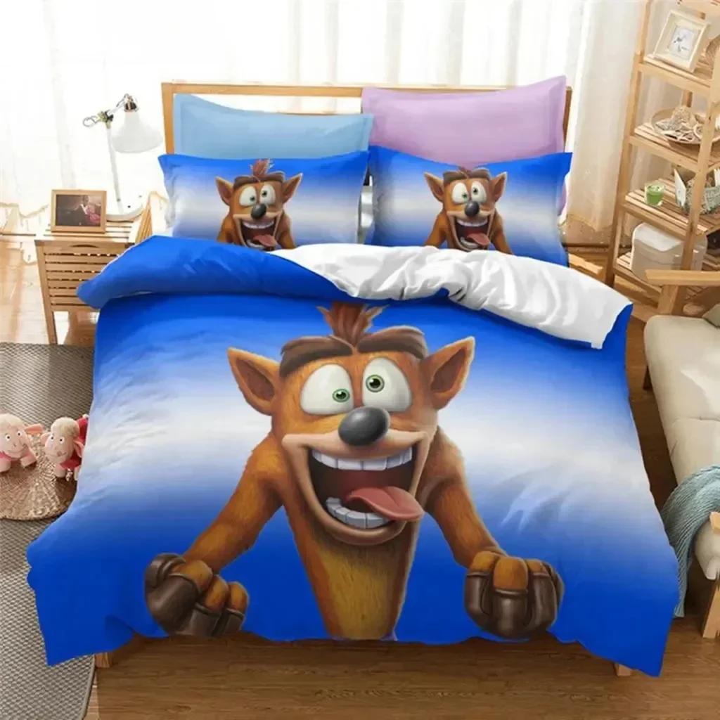 Game Crash Bandicoot Bedding Set Boys Girls Twin Queen Size Duvet Cover Pillowcase Bed Kids Adult Fashion Home Textileextile
