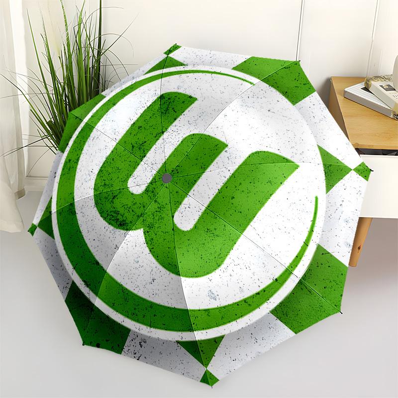 VfL Wolfsburg, Automatic Opening and Closing, 8 rib Structure Portable Umbrella, Suitable for Men and Women in All Seasons Perfect Gift fo