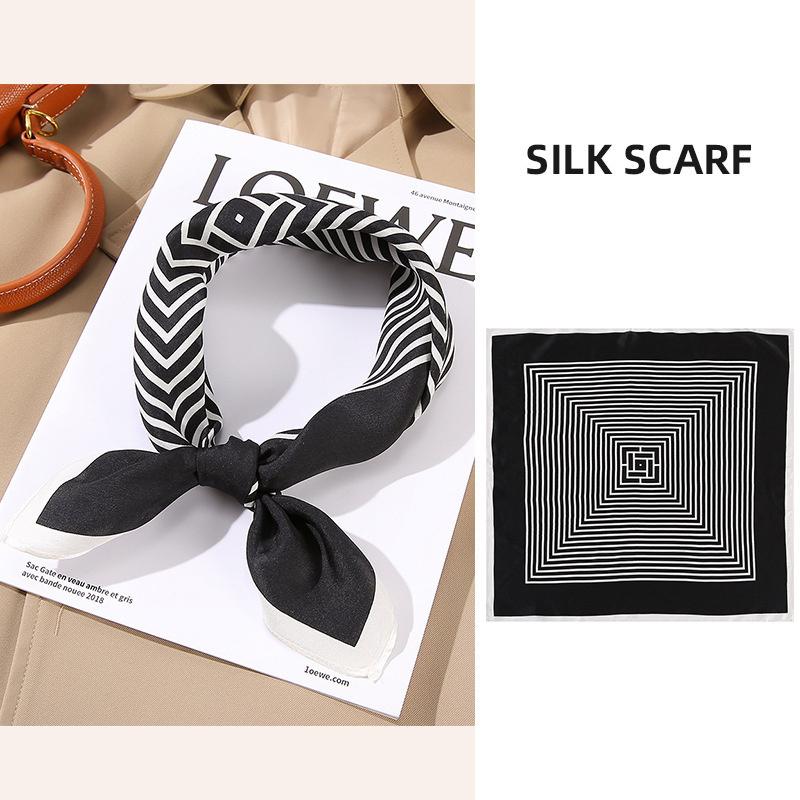 53x53cm 100% Mulberry Silk Scarf Luxury Square Hair Bandana Elegant Head Wrap Neckerchief Sunscreen Shawl for Women