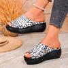 Мода Мода 2025 Женские шлепанцы с открытым носком Лето Новые Уличные Повседневные Леопардовый принт Большой размер Бестселлер Удобные шлепанцы на танкетке