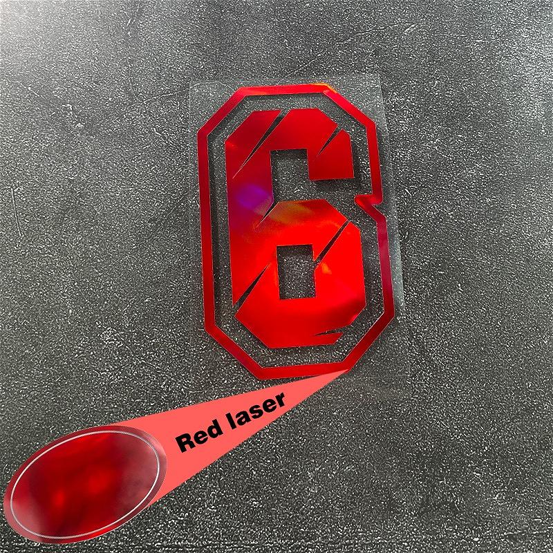 1PC Red Laser Motorcycle Number Stickers Funny for Scooter Front Fairing Racing Helmet Self-adhesive Waterproof Vinyl Decals