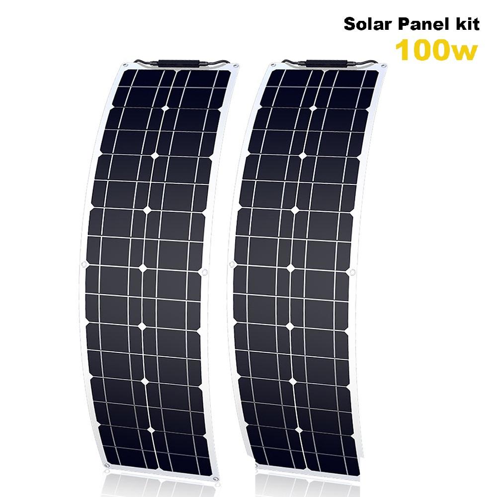 Solar Panel 50W/100W Monocrystalline Flexible Solar Panel Kit Battery Charger System