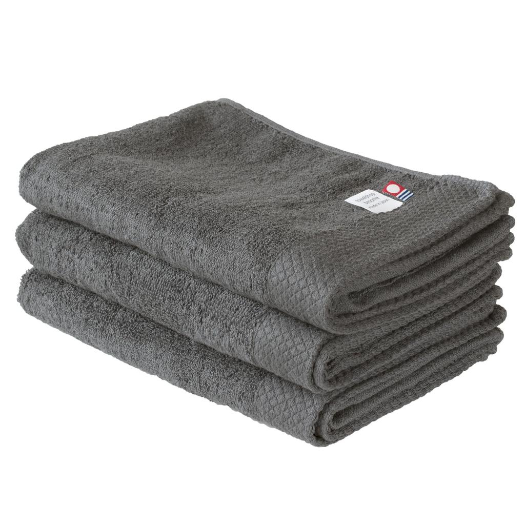 Bloom Imabari Towel Certified Long Face Towel Ciel Set of 3 Water Absorbing Quick Drying Head Wrap Hair Drying Towel 34 X 100 Made In Japan (Charcoal)