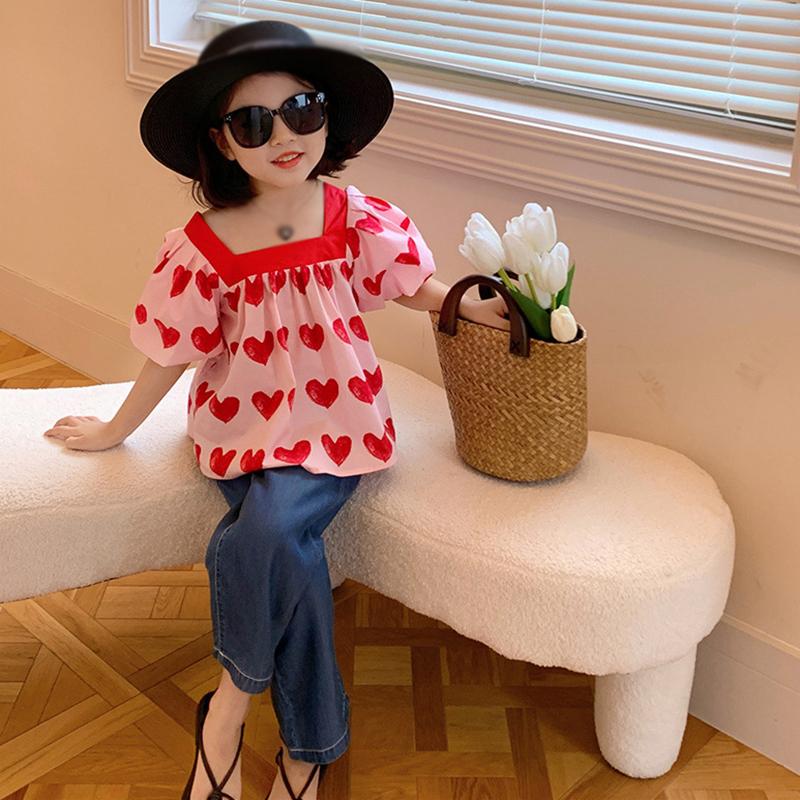 Детский топ для девочек, рубашка с короткими рукавами, базовый топ