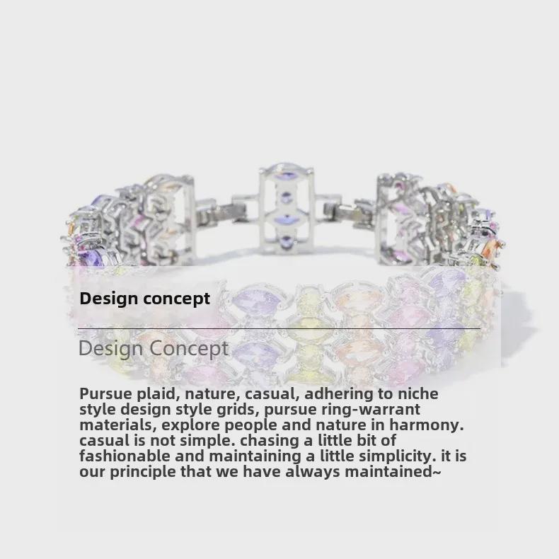 Элегантный браслет из кристаллов циркония с цветными драгоценными камнями - идеальный подарок для женщин