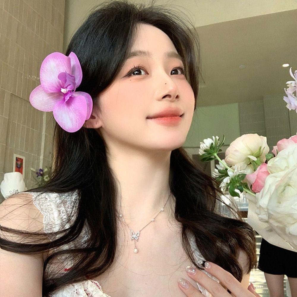 Sweet Orchid Flowers Hair Clip Elegant Sweet Barrettes Temperament Hair Accessories Wedding