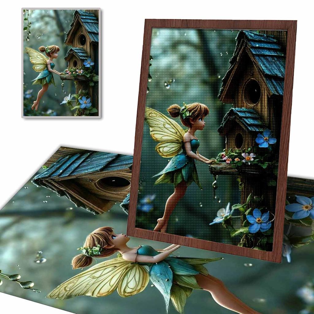 Алмазная мозаика Красочная алмазная живопись Тинкер Белл и Птичье гнездо Полная круглая вышивка Мультяшное творческое хобби Настенный декор