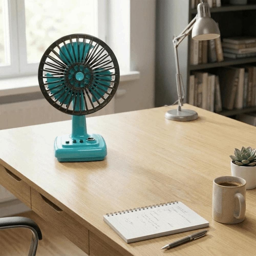 Mini Rechargeable Desktop Fan Rechargeable Retro Cream Fan  Daily Cooling