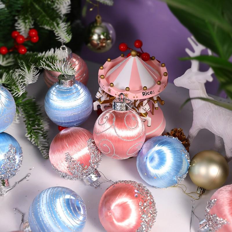 Набор рождественских шаров из расписного шелка 8 см - 9 шт.