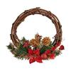 Couronne De Noël - 30,48 Cm - Bois - Plastique - Rouge Et Vert