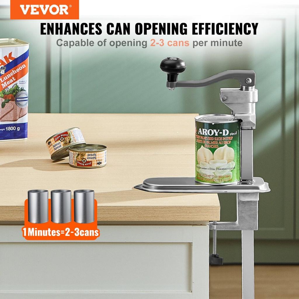Commercial Can Opener, Heavy-Duty Manual Tabletop Cans Opener for Cans Up to 300 mm Height, Height-Adjustable Can Openers Fixed with Screws & Table