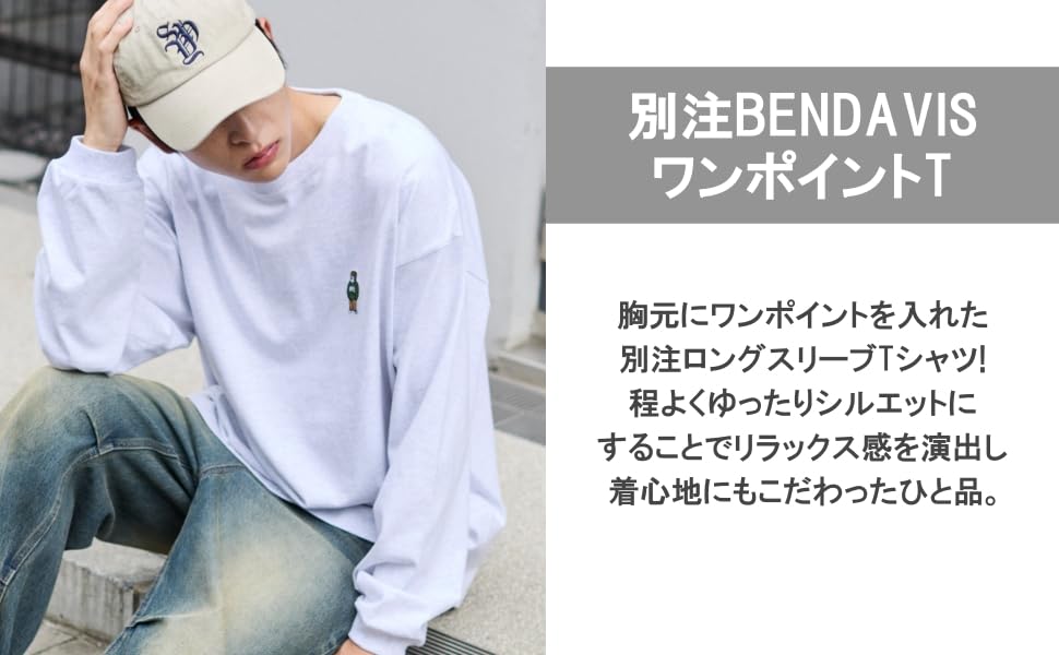 WEGO Long Sleeve with a BENDAVIS Perfect for Fall and and Size Navy Men's T-Shirt, Custom-Made One-Point Design, Winter, Streetwear, Gifts, M,
