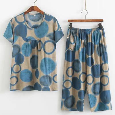 Женские тонкие топы, шелковистые удобные семь брюк, пижамный костюм из двух предметов