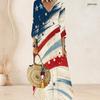 Plus Size Women V Neck 3 4 Sleeve Maxi Dress Stylish Casual Holiday Gown
