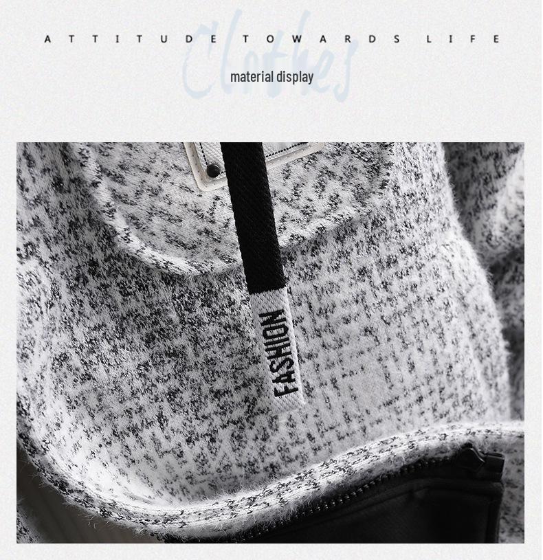 Модный двубортный мужской пальто из искусственной шерсти с бархатной подкладкой