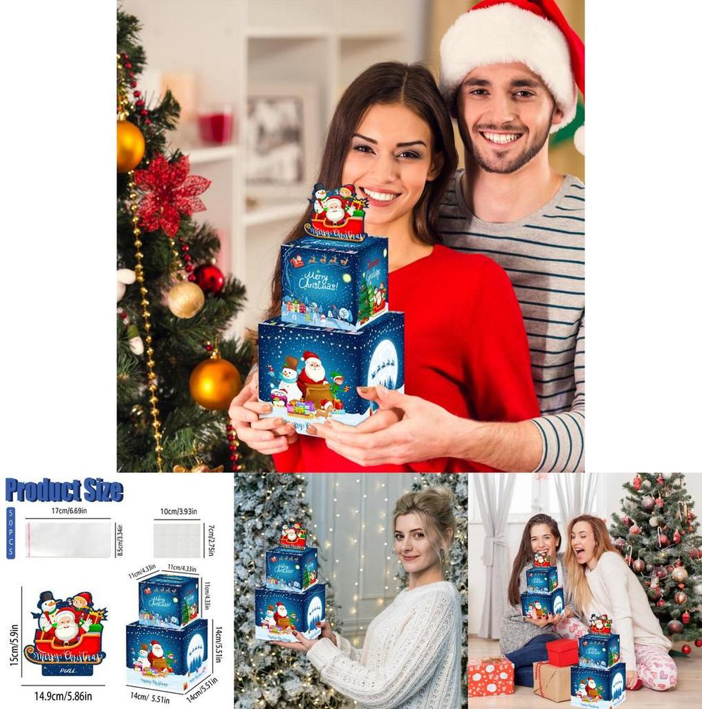 Santa Claus Double Layer Money Box With Gift Box For Christmas Party And Gift Giving