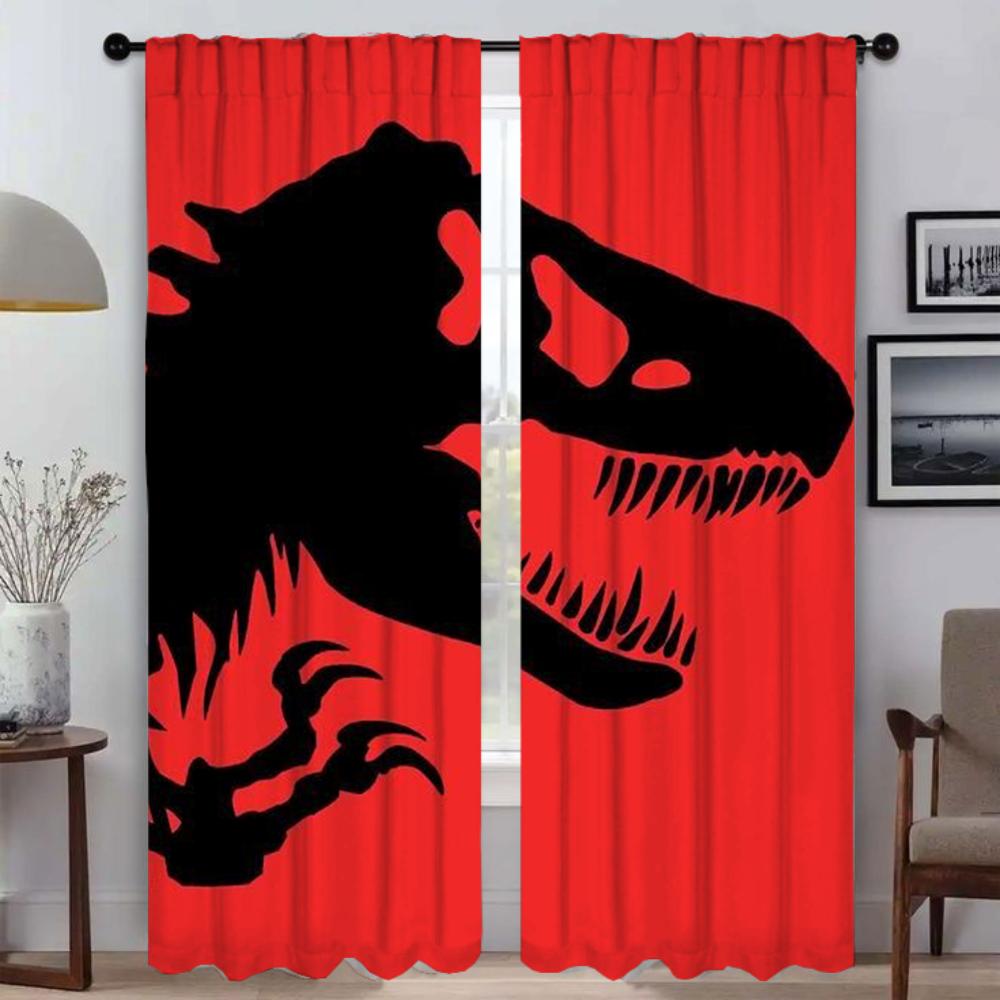 Curtains for Bedroom Cute Dinosaur Shades Window Curtain for Room 2 Panel Partition Home Interior Curtains Halloween Decoration