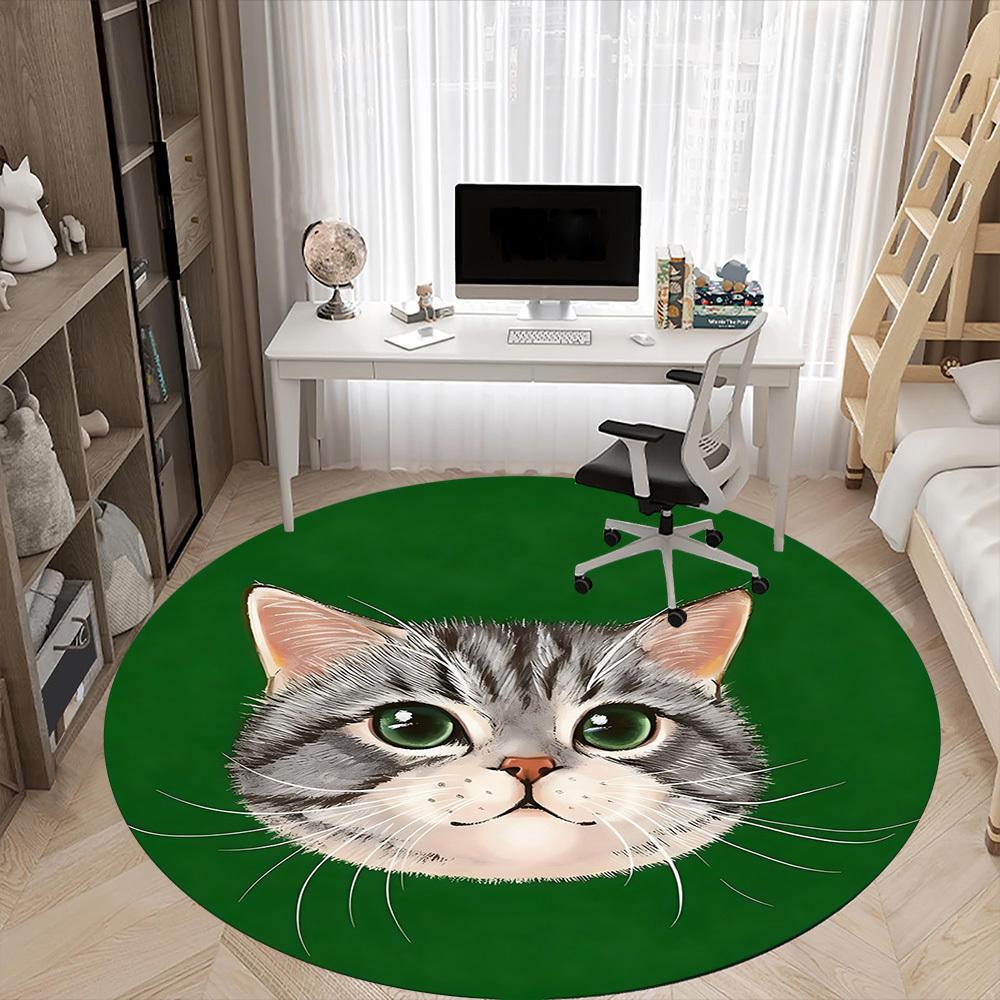 1PC Cat Whiskers Office Round Area Rug,  Mat Suitable ForOffice, Under Office Chairs Bedroom Living Room Home Decor, Room Deco