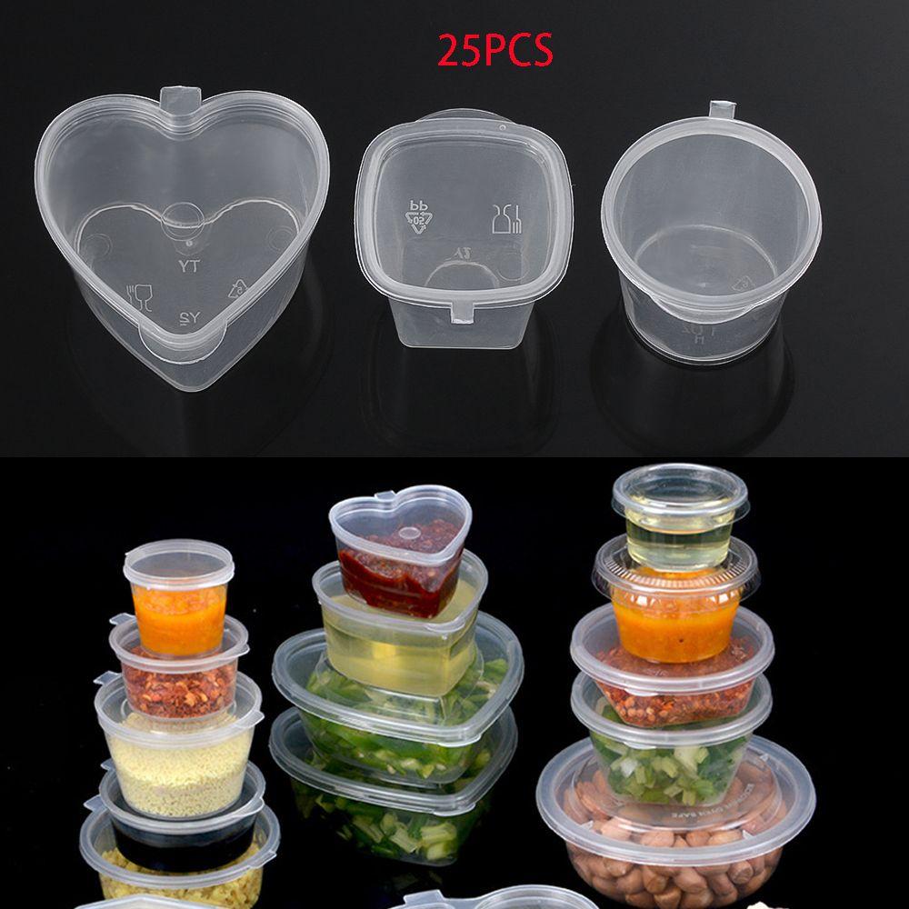 25Pcs Reusable Plastic Takeaway Pigment Paint Box Palette Food Containers Sauce Cup