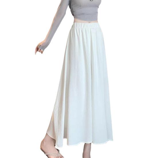 Женские повседневные брюки эластичные с высокой талией однотонные оверсайз с широкими штанинами