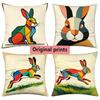 Geometric Colorful Rabbit Print Throw Pillow Covers Pattern Cushion Cover Suitable For Sofa Bedroom Car Pillow Cover