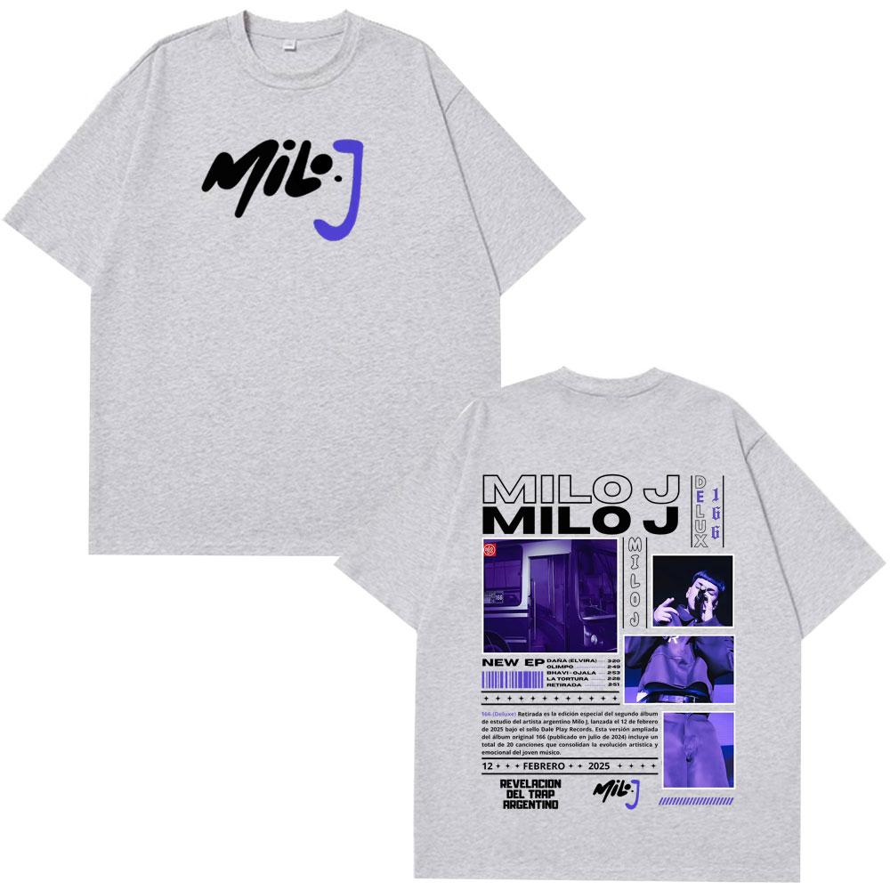 Rapper Milo J 166 Tour 2026 Album T Shi6rts Men Retro High Quality Short Sleeve Tshirts Oversized Tee Cotton TShirt Streetwear