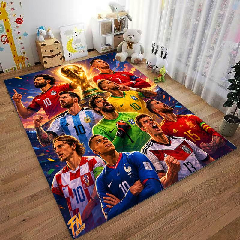 Soccer Stars Trophy Design Designed floor mat, suitable as a non-slip mat for the living room or bedroom sofa