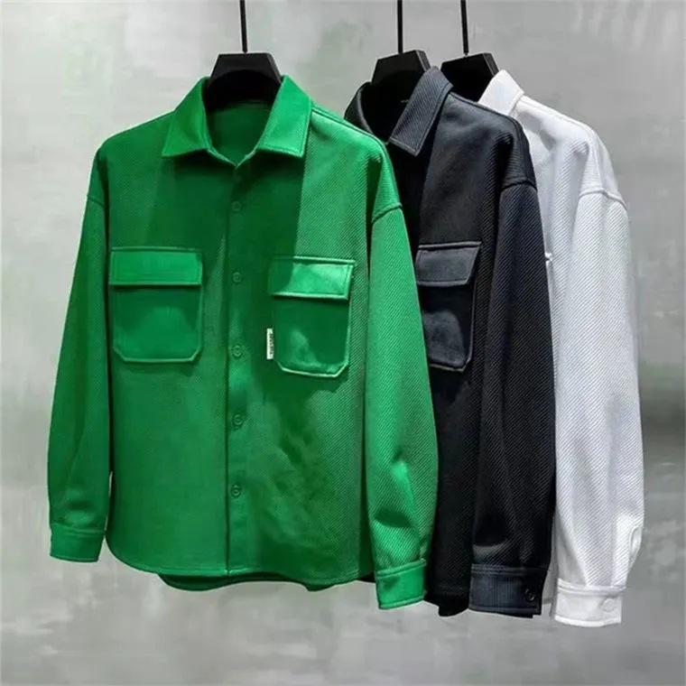 Мужской модный вязаный пиджак с лацканами - Повседневная рубашка свободного кроя для осени