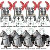 Военные строительные блоки Средневековые фигурки солдат Рыцари Иерусалима Крестовые походы Война роз Боевой конь Оружие Щит