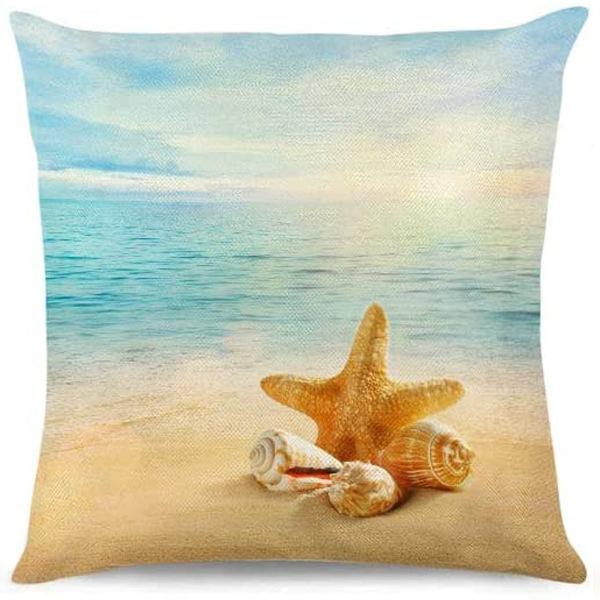 Summer Hot Style Ocean Style Pillow Beach Shell Pattern Blue Pillow Case Home Sofa Pillow Case Cushion Cover