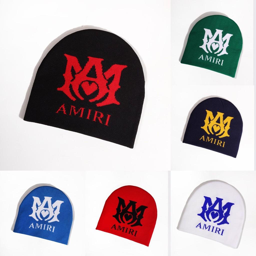 Шапка бини вязаная с узором в виде букв Amiri Модная повседневная уличная Подарок Теплая