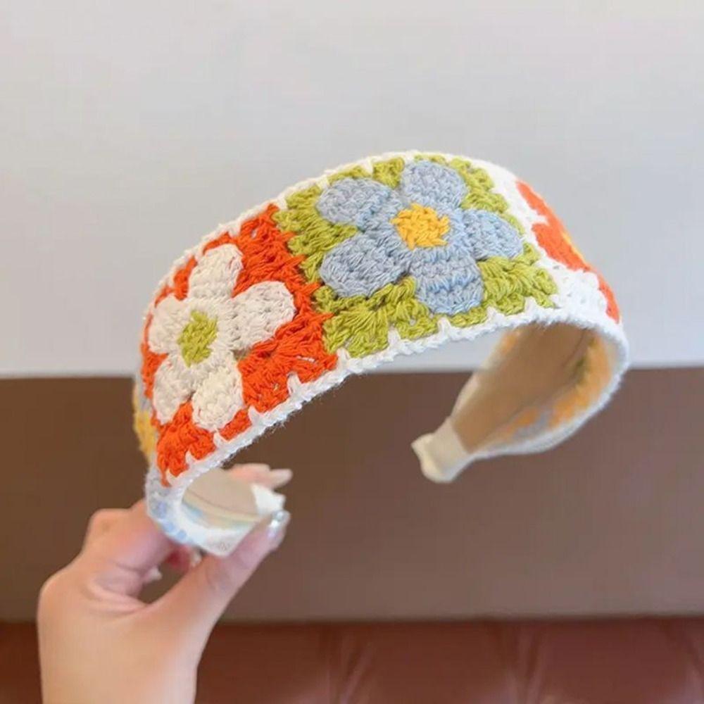 Embroidery Knitted Kids Headband Colorful Children Hair Band Cute Wide Hair Hoop  Daily