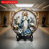 2d Flat 20*20cm, Vintage Virgin Mary Round Wooden Wall Art, Ideal for Home, Office, Bar and Kitchen Decor, Durable Sign for Parties.