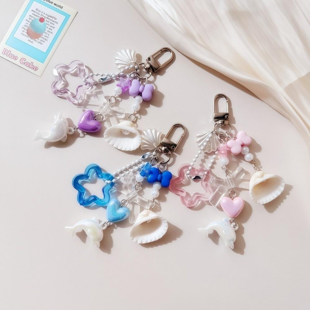 Conch Ocean Series Keychain Multi-Charm Bag Charm High-End Starfish Key Ring Vacation