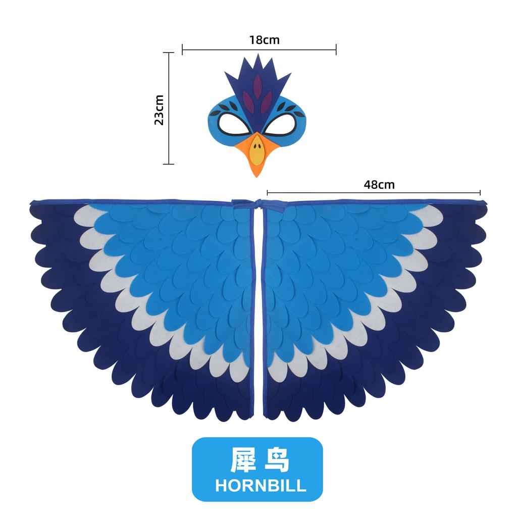 Animal Bird Wings+Mask Suit Stage Performance Peacock Owl Parrot Bird Felt Cape Halloween Bird Funny Party Cosplay Cloak