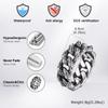 9mm Width Cuban Link Ring Silver Color Stainless Steel Ring Stylish Chain Band Ring  Gift Wear