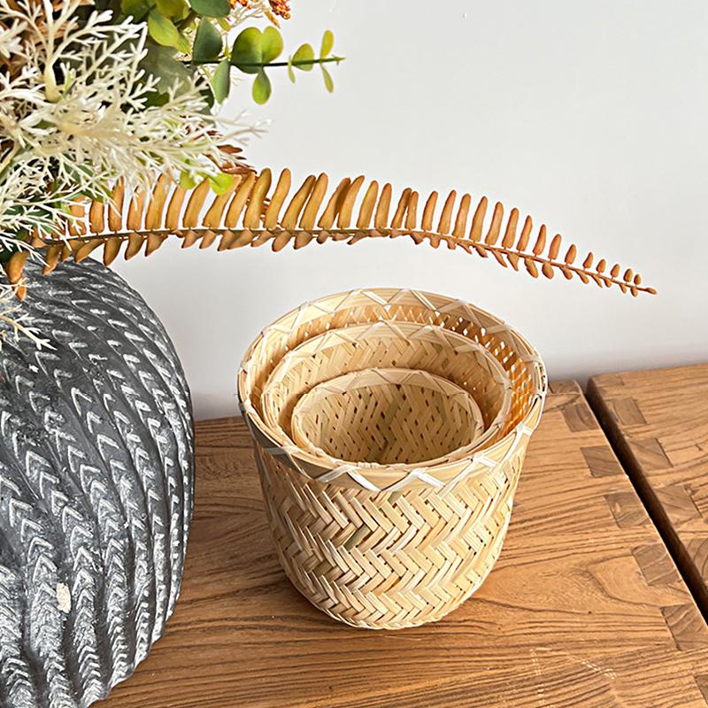 1 шт. Подарочная упаковка, современная корзина для хранения, простая бамбуковая плетеная подарочная упаковка, цилиндрическое ведро, цветочная корзина