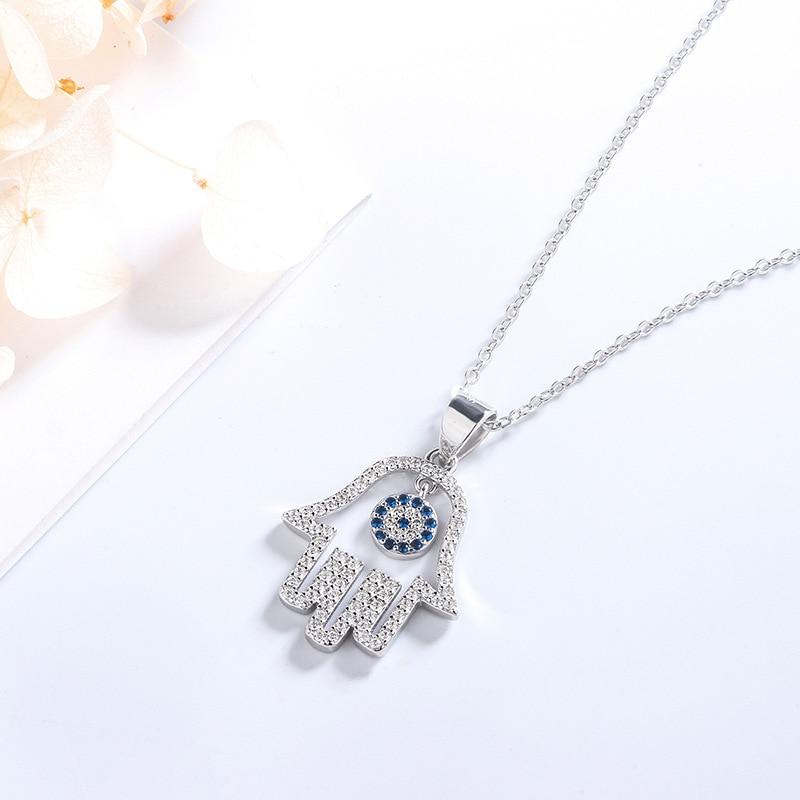 Серебряное ожерелье S925 Palm Turkish Eye с подвеской, модное, индивидуальное, из стерлингового серебра для женщин