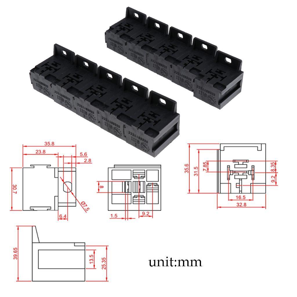 10 Sets 12V/24V 30A-80A Car Relay Holder 5-Pin Connector & Terminals