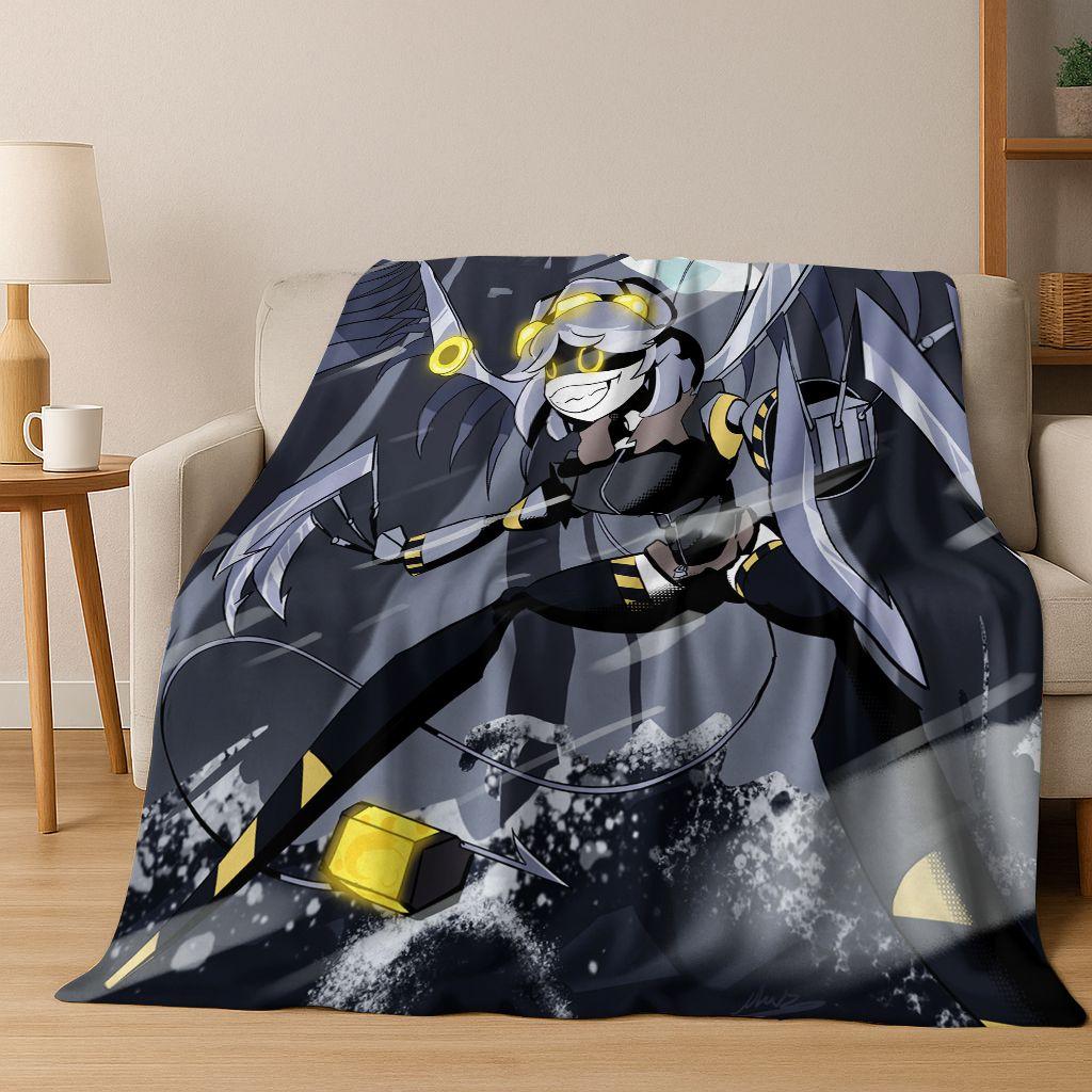 Cartoon Murder Drones Uzi Robot Art Flannel Blanket,Cozy Soft Throw Blanket for Home Bedroom Bed Sofa Picnic Cover Gift Kids