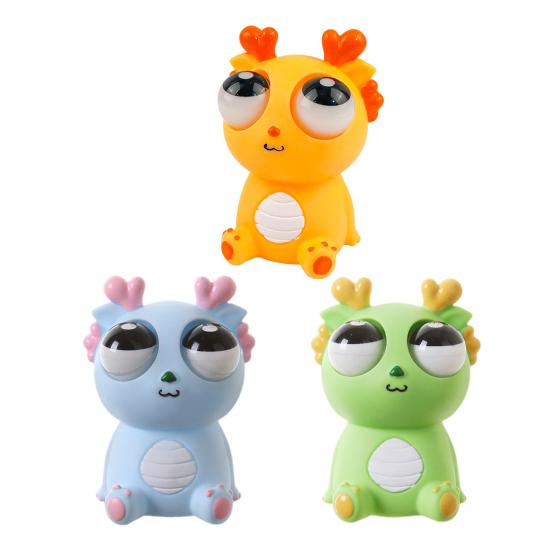 Popping Eye Dragon Squeeze Toy Anxiety Stress Relief Sitting Cartoon Dragon Pinch