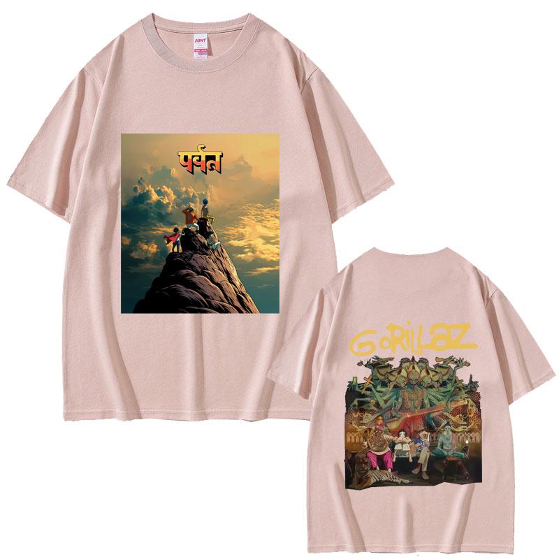 Rock Band Gorillaz The Mountain Tour 2026 Tshirt Unisex Women Vintage Soft Cotton T Shirts Male Casual Oversized Crewneck Tshirt