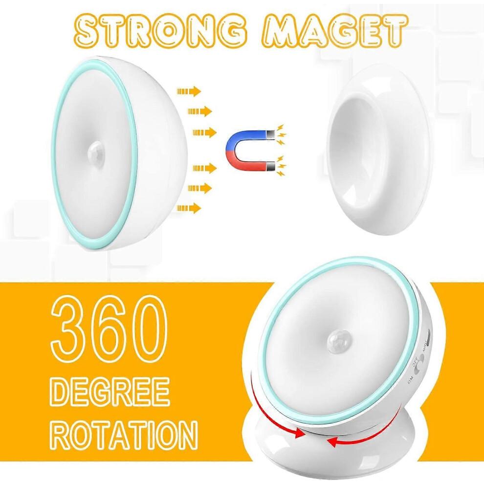 Motion Sensor Night Light Small Cordless LED Puck Light with Rotating Base Magnetic Battery Operated Cruise Night Light Portable Cruise Ship Essential