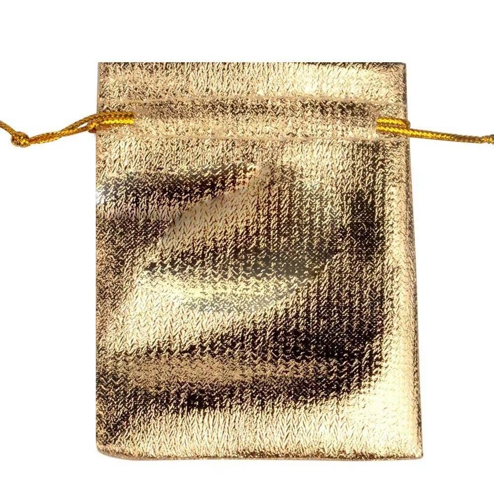 20PCS Gold Silver Color Drawstring Pouches 7x9cm 9x12cm 10x15cm Candy Packing Bags Wedding Gift