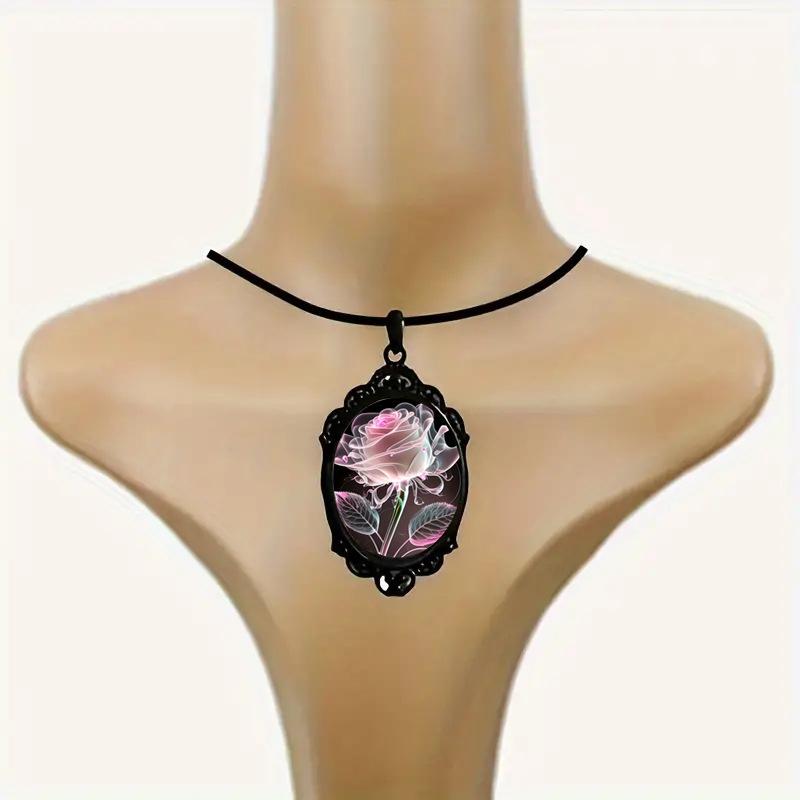 Boho-Chic Vintage Rose Flower Pendant Necklace for Women - Versatile Fashion Accessory for Everyday & Party Wear