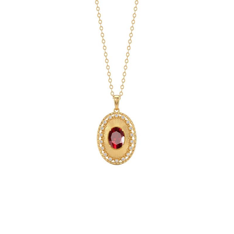 S925 Sterling Silver Natural Amethyst Citrine Necklace Female Brushed Craft Gemstone Pendant Court Style Clavicle Chain