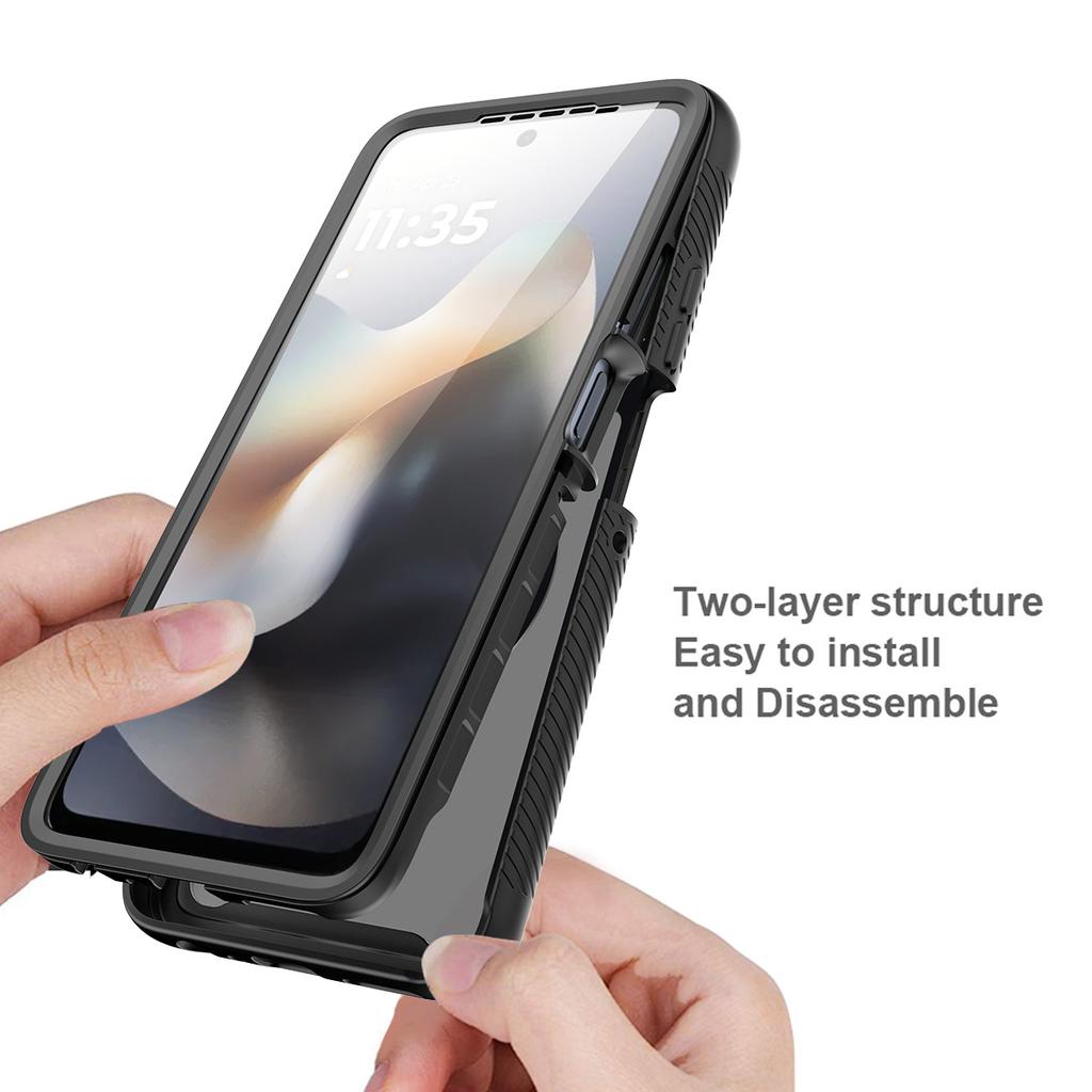 Чехол 3-в-1 Armor для всего тела из ПК+ТПУ для Motorola Moto G77 G67 G17 G86 G56 G06 G55/35/15/05 Магнитный Ударопрочный Защитный Чехол-Крышка для Экрана