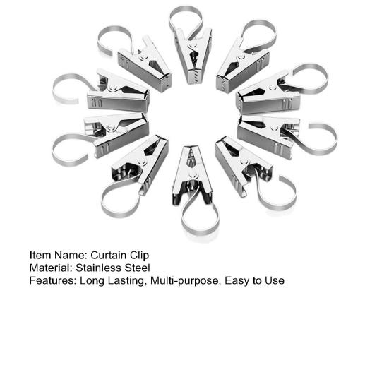 20 шт. Крючки-клипсы из нержавеющей стали, Устойчивые к ржавчине, Устойчивые к атмосферным воздействиям, Многоцелевые, Вешалки для штор, гирлянд, S-образные крючки