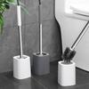 Toilet Brush Set with Long Handle & Base for No Dead Angle Cleaning